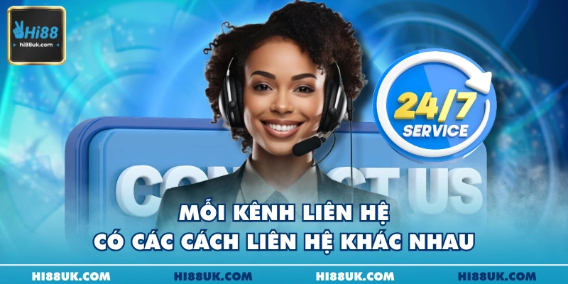 Mỗi kênh liên hệ có các cách liên hệ khác nhau